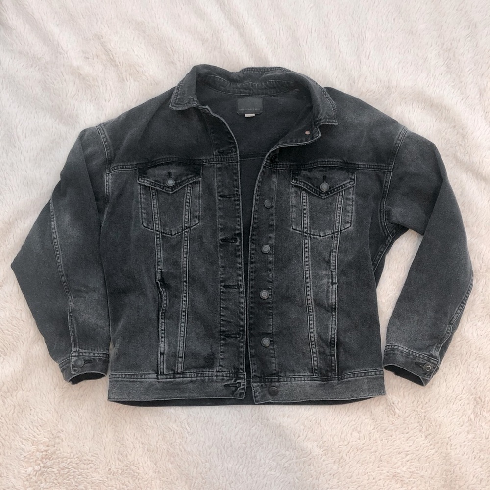 Oversized distressed denim jacket